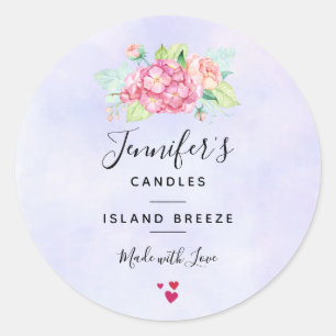 Elegant roze Waterverf Flowers Candle/Soap Ronde Sticker