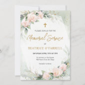 Elegant roze Waterverf Flowers Memorial Service Kaart (Voorkant)