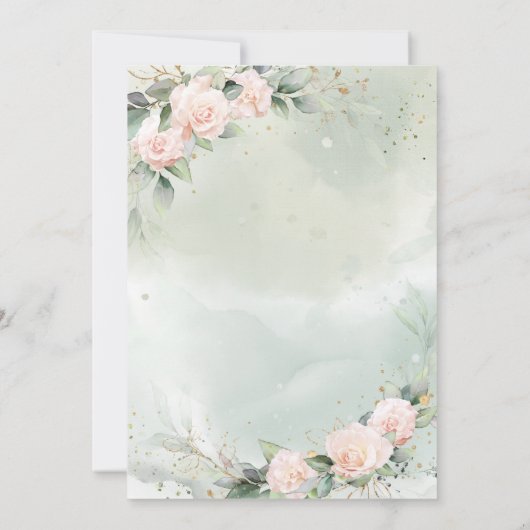 Elegant roze Waterverf Flowers Memorial Service Kaart (Achterkant)