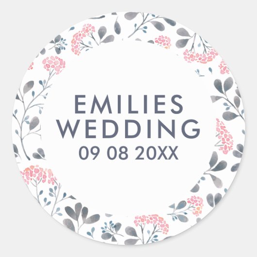 Elegant roze Waterverf Flowers Patroon Ronde Sticker (Voorkant)