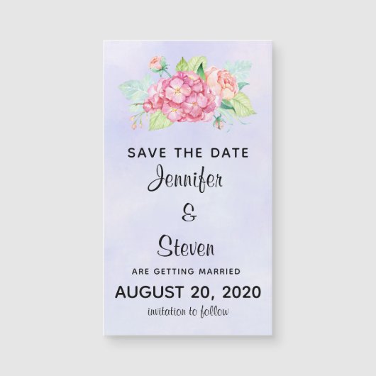 Elegant roze Waterverf Flowers Save the Date (Voorkant)