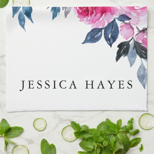 Elegant roze Waterverf Flowers Theedoek (Gevouwen)