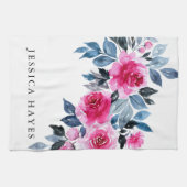 Elegant roze Waterverf Flowers Theedoek (Horizontaal)