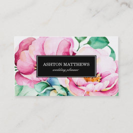 Elegant roze Waterverf Flowers Visitekaartje