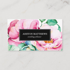 Elegant roze Waterverf Flowers Visitekaartje