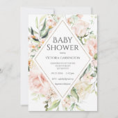 Elegant roze Waterverf Gold Baby Kaart (Voorkant)