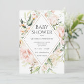 Elegant roze Waterverf Gold Baby Kaart (Staand voorkant)