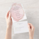 Elegant roze Waterverf Gold Lijst bat Mitzvah All In One Uitnodiging<br><div class="desc">Deze moderne uitnodiging heeft een  waterverf splash met faux gouden folie accenten. Gebruik het eenvoudige sjabloon formulier om jouw tekst toe te voegen of gebruik de Customize It functie om uw eigen lay-out te creëer.</div>