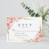 Elegant roze Waterverf Gold RSVP (Staand voorkant)