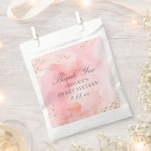 Elegant Roze Waterverf Goud Sweet 16 Party Bedankzakje (Geknipt)