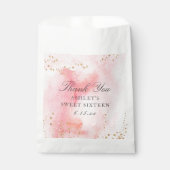 Elegant Roze Waterverf Goud Sweet 16 Party Bedankzakje (Voorkant)
