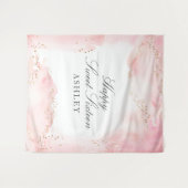 Elegant  Roze Waterverf Goud Sweet 16 Party Wandkleed (Voorkant (horizontaal))