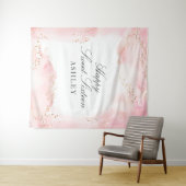 Elegant  Roze Waterverf Goud Sweet 16 Party Wandkleed (In Situ (horizontaal))