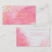 Elegant roze Waterverf goud Visitekaartje (Voorkant / Achterkant)