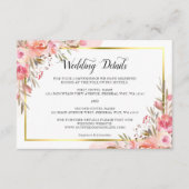 Elegant roze Waterverf gouden details Informatiekaartje (Voorkant)