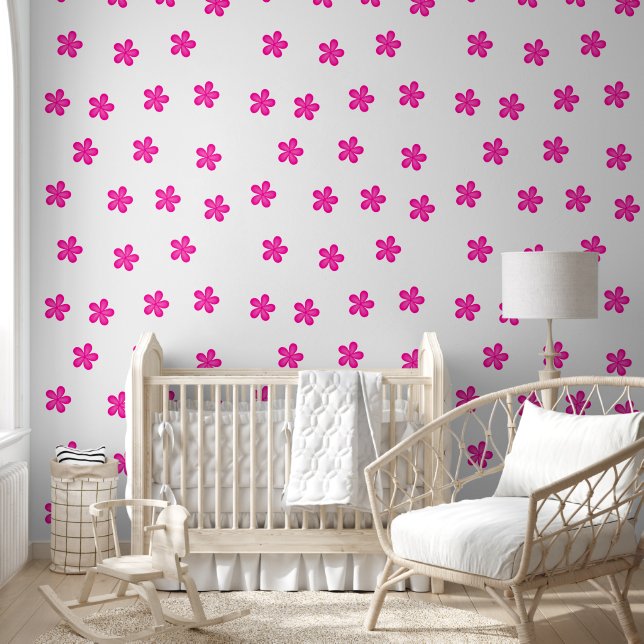 Elegant Roze Waterverf Hand geschilderd Botanisch Behang (Kinderen)