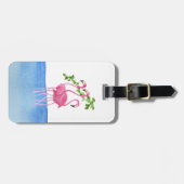 Elegant roze waterverf handbeschilderd flamingo bagagelabel (Voorkant horizontaal)