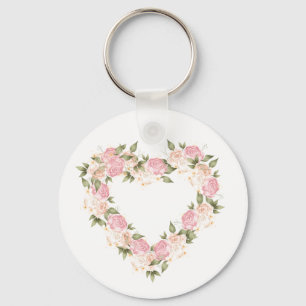 Elegant roze Waterverf Hart Sleutelhanger