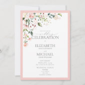 Elegant roze Waterverf kalligrafie bruiloft Kaart (Voorkant)