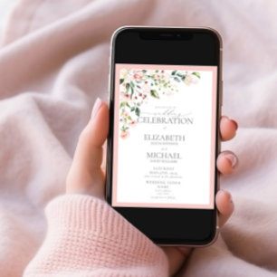 Elegant roze Waterverf kalligrafie bruiloft Kaart