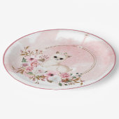 Elegant roze Waterverf Llama Baby shower P Papieren Bordje (Gekanteld)