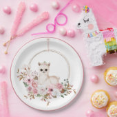 Elegant roze Waterverf Llama Baby shower Papieren Bordje (Feest)
