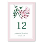 Elegant roze Waterverf Magnolia Floral Wedding Kaart (Achterkant)