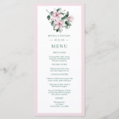 Elegant roze Waterverf Magnolia Floral Wedding Menu (Voorkant)