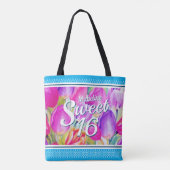 Elegant roze Waterverf met blauwe sierstrip Tote Bag (Achterkant)