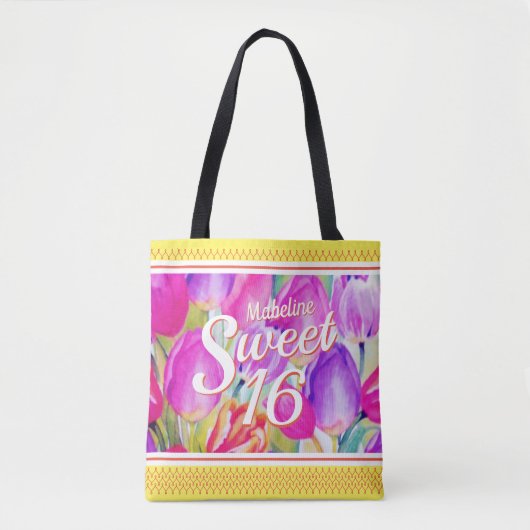 Elegant roze Waterverf met gele sierstrip Tote Bag (Voorkant)