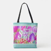 Elegant roze Waterverf met groene sierstrip Tote Bag (Achterkant)