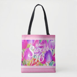 Elegant roze Waterverf met roze rand Tote Bag