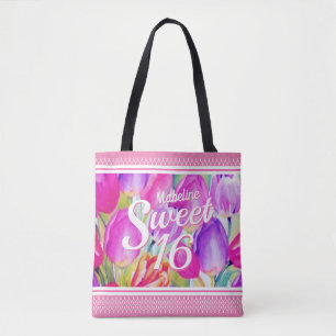 Elegant roze Waterverf met roze rand Tote Bag