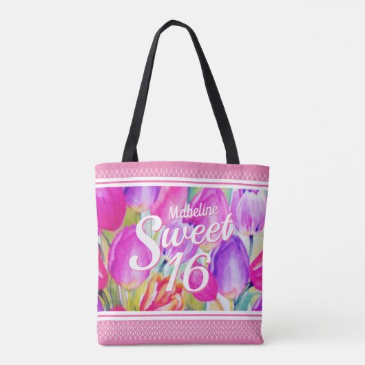 Elegant roze Waterverf met roze rand Tote Bag (Achterkant)