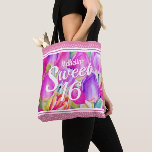 Elegant roze Waterverf met roze rand Tote Bag (Dichtbij)