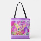 Elegant roze Waterverf met Violet Trim Tote Bag (Achterkant)