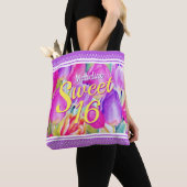 Elegant roze Waterverf met Violet Trim Tote Bag (Dichtbij)