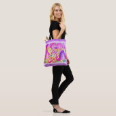 Elegant roze Waterverf met Violet Trim Tote Bag (Op model)