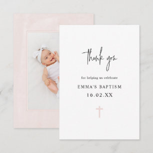 Elegant roze Waterverf minimalistisch fotografme Bedankkaart