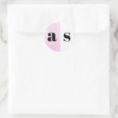 Elegant roze waterverf monogram bruiloft ronde sticker (Tas)