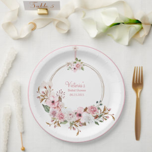 Elegant roze Waterverf Naam Vrijgezellenfeest Papieren Bordje