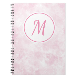 Elegant roze Waterverf Patroonmonogram Notitieboek