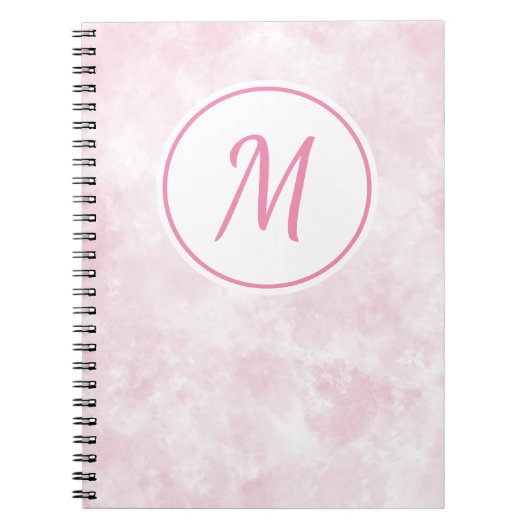 Elegant roze Waterverf Patroonmonogram Notitieboek (Voorkant)