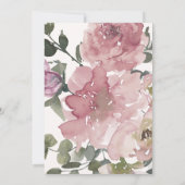 Elegant roze Waterverf Peony Floral Wedding Kaart (Achterkant)