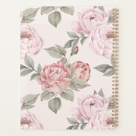 Elegant roze Waterverf Peony Florals Speciaal uitg Planner (Achterkant)