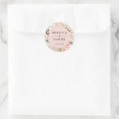 Elegant Roze Waterverf Pioenrozen Bloemenbruiloft Ronde Sticker (Tas)