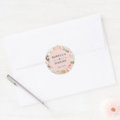 Elegant Roze Waterverf Pioenrozen Bloemenbruiloft Ronde Sticker (Envelop)