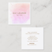 Elegant roze Waterverf Planten bladeren Vierkante Visitekaartje (Voorkant / Achterkant)