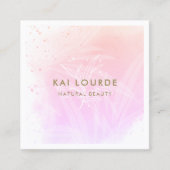 Elegant roze Waterverf Planten Leaves Square Busi Vierkante Visitekaartje (Voorkant)