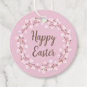 Elegant Roze Waterverf Poesje Willow Easter Bedankjes Labels (Voorkant)